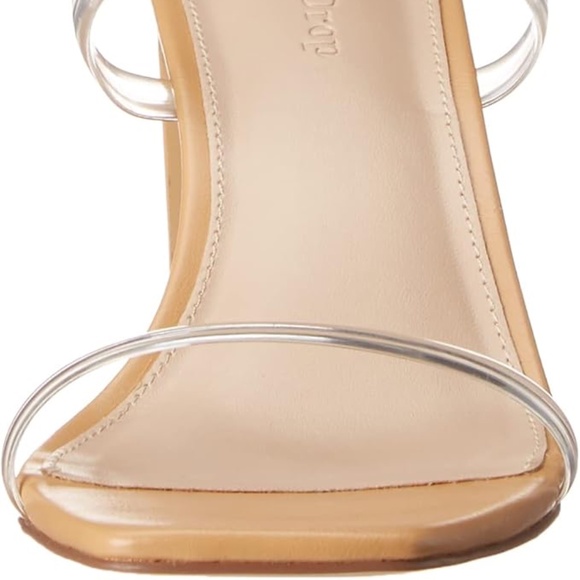 NWT - The Drop Avery Square Toe 2 Strap High Heeled Sandal - Tan / Clear - 7.0 - Picture 3 of 7